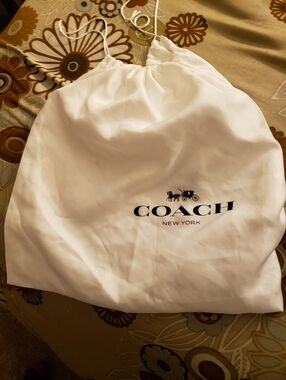 Authentic Coach New York XL White Satin Drawstring Dust Bag